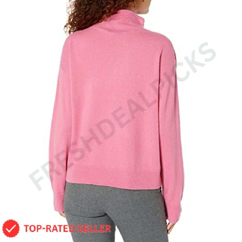 Seamless Cashmere Cropped Pullover High Neck Turtleneck Elegant Minimal Chic - Picture 3 of 3